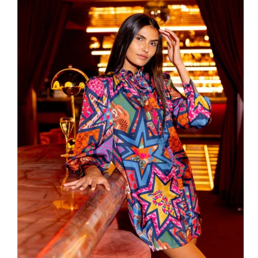 Colorful Star Pattern Mini Dress